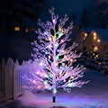 Brightever 3FT Artificial Small Christmas Tree with Lights, Pre-lit Waterproof Outdoor Christmas Tree, 40 RGBW LED Bulbs, 8 Lighting Modes, Battery Operated Xmas Decor for Outside