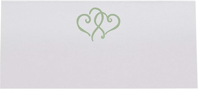 Linked Hearts Printable Place Cards, Sage (Choose Color), Set of 150 (25 Sheets), Laser & Inkjet Printers - Wedding, Party, Dinner, and Special Events - Made in the USA