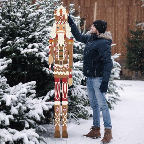 GlikCeil 2pcs 6ft Large Gingerbread Christmas Nutcracker Outdoor Decoration