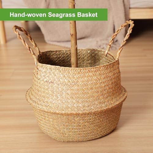 Kazeila 6FT Artificial Olive Tree with Real Wood Trunk & Woven Basket