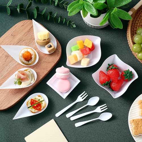 400 Pcs Mini Appetizer Plates Disposable, Classic Style, White