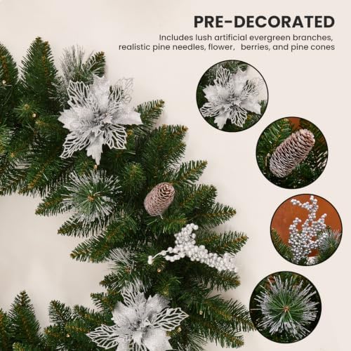9 FT Pre-Lit Christmas Garland, Color-Changing Lights and Remote