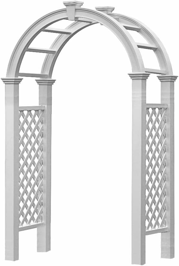 nantucket legacy 60"w x 94"h vinyl arbor showing dimensions