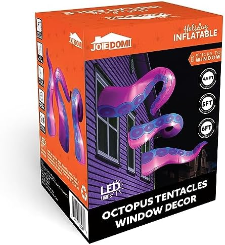 Joiedomi 3 Pcs Halloween Inflatables Octopus Tentacle Outdoor Window Decorations, Octopus Legs with Build-in LEDs, Halloween Front Door Window Roof Prop, Outdoor Holiday Blow up Decor for Garden Lawn