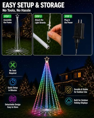 14.5FT Outdoor Christmas Tree with Light, DIY Light Show LED Christmas Tree