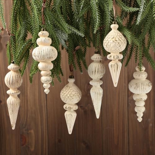 Yunlly 18 Pcs Neutral Christmas Ornaments Ivory Xmas Tree Decor