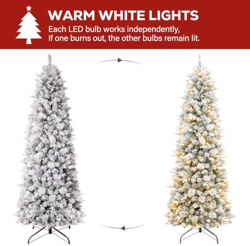 Hykolity 7.5 ft Prelit Pencil Christmas Tree with 200 Warm White LEDs