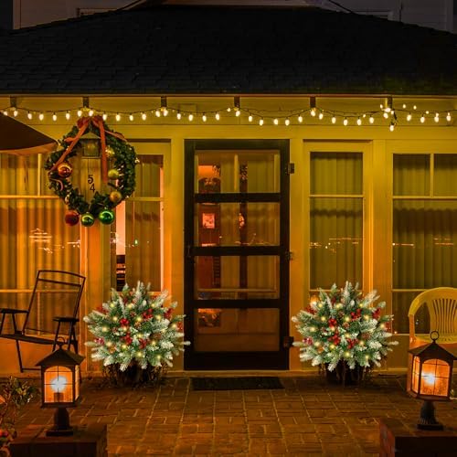 Lighted Christmas Urn Filler, 1 Pack 24 Inch Warm White Planter Decor