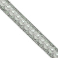 Trims by the Yard 1/2" Banding Trim for Home Decor, DIY Crafts, and Wearables, Durable Rhinestone Strips, 5 Yard Cut, Pearl/Silver