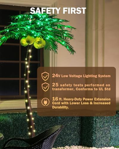 TYBEEU 5ft Lighted Palm Tree with 136 LED Lights & Glowing Coconuts