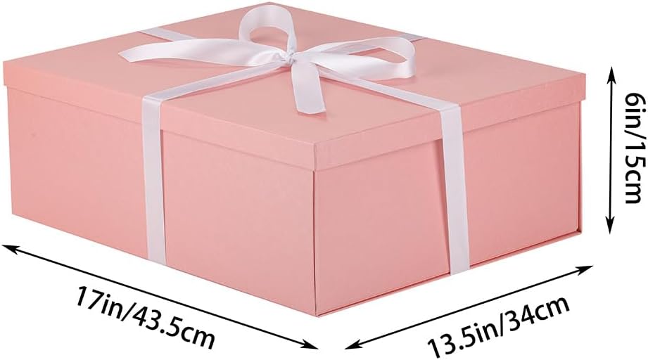 Extra Large Gift Box with Lid, Pink, 17" for Presents Packaging