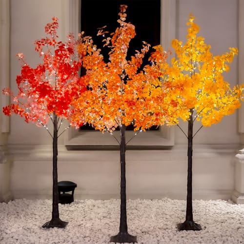 TYBEEU 6FT 5-Leaf Lucky Tree with 300 Warm White LEDs (Yellow Leaves)