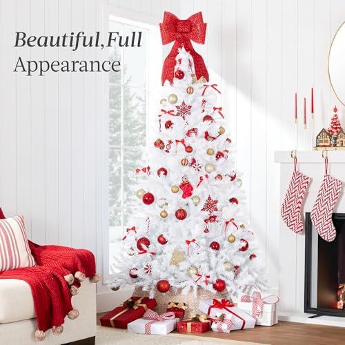 Best Choice Products Artificial Christmas Tree, White 6ft Premium Pine Unlit Holiday Decoration, Full Size Décor Easy Assembly w/Metal Stand
