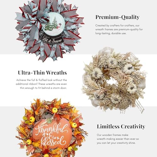 Pancake Wreath Frame | Five (5) Pack | Pancake Wreath Board | Round 14" | Round 10" | Easy to Use Wreath Frame