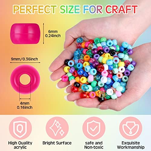 Jexine 10500 Pcs Bulk Plastic Pony Beads for Craft,Round,Mixed Color