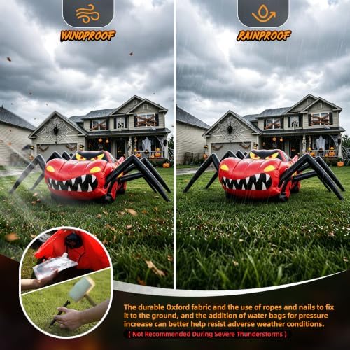 15FT Red Spider Car Halloween Inflatables Outdoor Decorations Built-in LEDs
