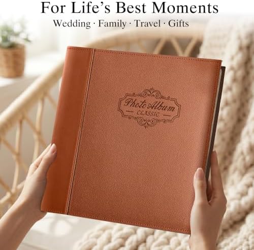 Photo Album Holds 3X5, 4X6, 5X7, 6X8, 8X10 Photos, Leather Cover, Magnetic Se...