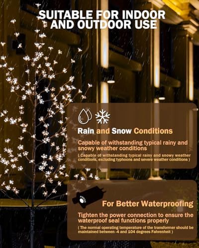 TYBEEU 6ft Lighted Cherry Blossom Tree with 240 Warm White LED