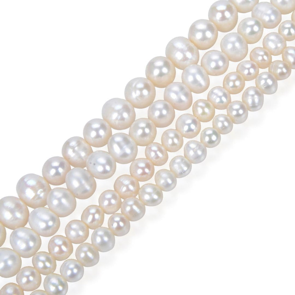 Adabele 28 Inch Real Natural AA Grade High Luster Potato Round White Freshwater Cultured Pearl Loose Beads 6-7mm for Jewelry Making fp1-67