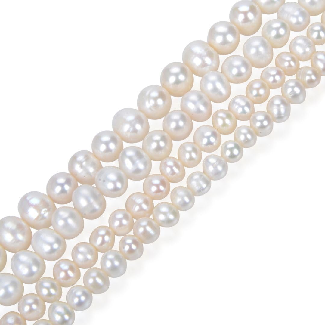 Adabele 28 Inch Real Natural AA Grade High Luster Potato Round White Freshwater Cultured Pearl Loose Beads 6-7mm for Jewelry Making fp1-67