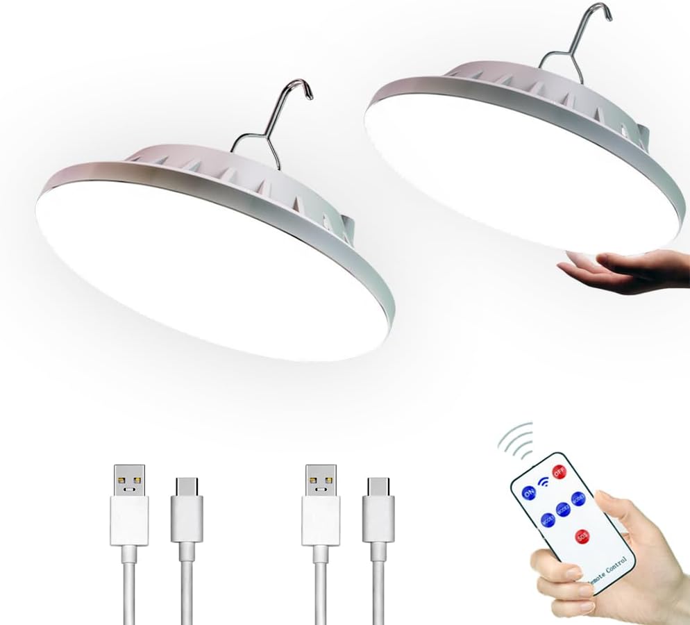 [2 Pack 120 LED ] Solar Camping Tent Lights Rechargeable Portable Lantern
