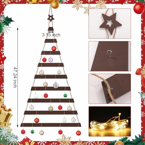 Vercraft Cat Proof Wall Christmas Tree with Light Hanging Mounted Wood