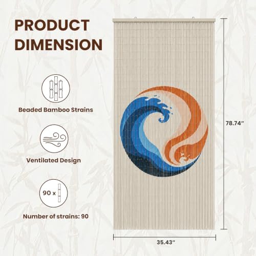 Fire & Ice Beaded Bamboo Curtain for Doorway 35.4" x 78.7"