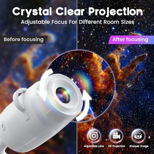night light projector, 2-in-1usb galaxy projector night light, side view