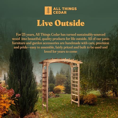 All Things Cedar 6-Ft Pagoda Arbor Garden Arch Trellis, Red Cedar