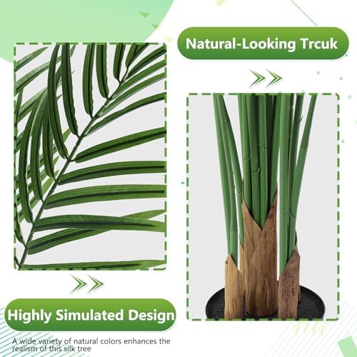 6ft Artificial Palm Tree Indoor, Large Fake Tropical Areca Palm with 18 Trunks, Tall Faux Floor Plants for Indoor Living Rooms Offices Bedroom Home Decor