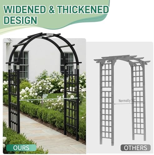 Outvita 7Ft Black Wooden Arbor Arch, Garden Trellis for Climbing Rose Vines