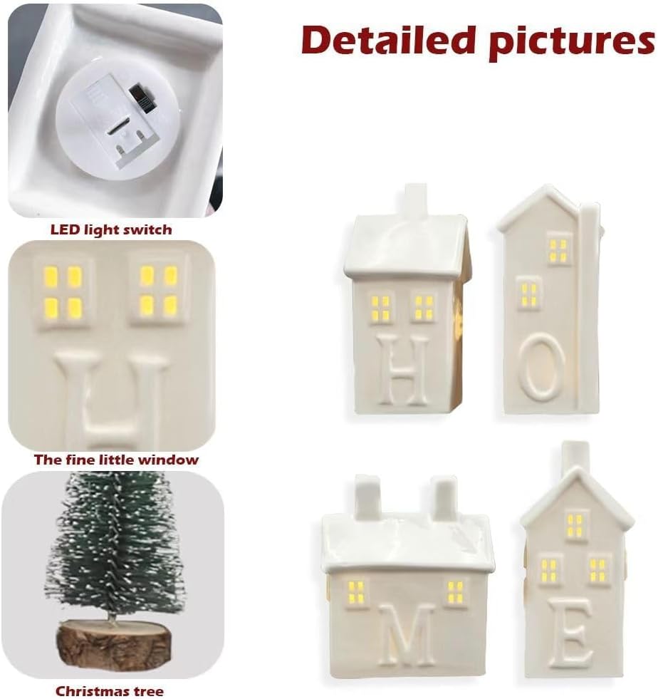 christmas village set ceramic christmas house with led, package contents