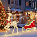 EAMBRITE Christmas Decorations Outdoor, 42 Inch Christmas Reindeer & Sled with 117 Warm White Lights, Motion Sensor 2D Music Lighted Deer Christmas Decor for Xmas Tree Lawn Porch Garden