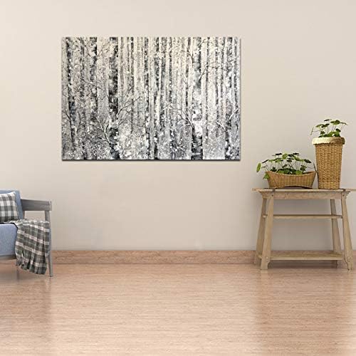yihui arts modern birch tree canvas wall art on a desk or shelf