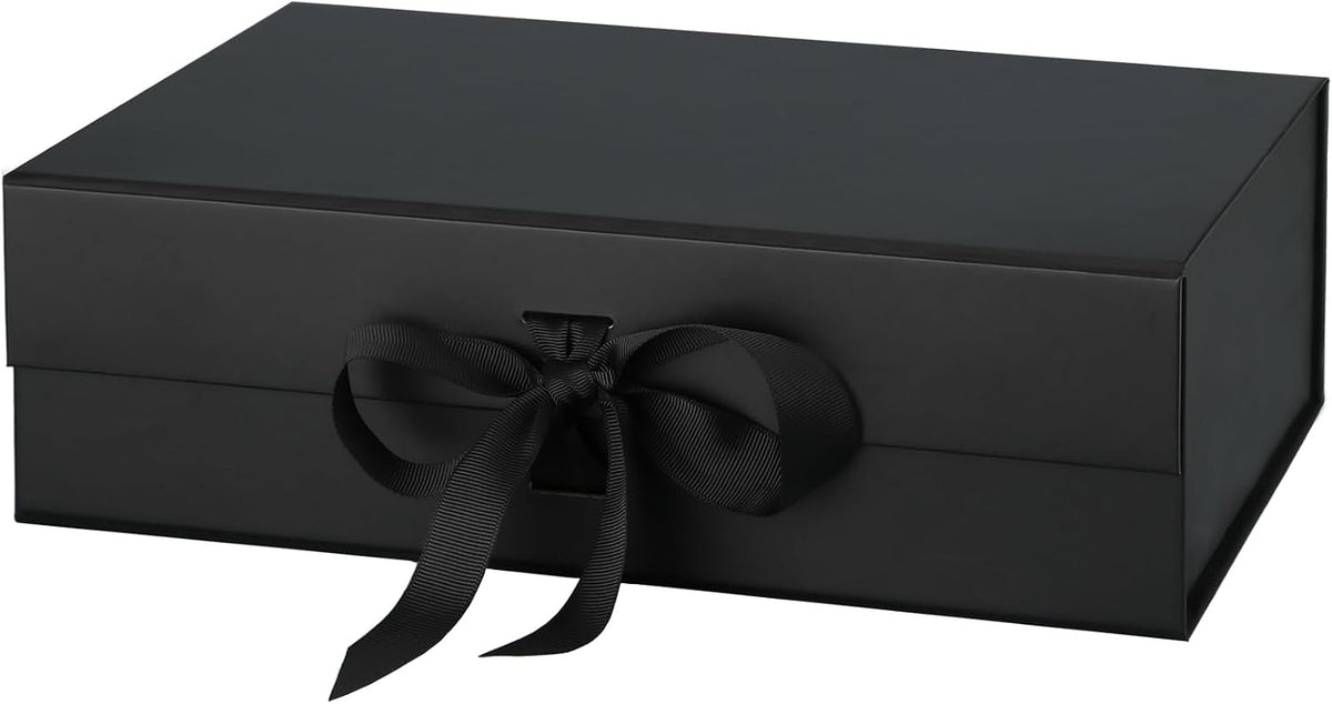 3 Pack 13"x9"x4" Large Black Magnetic Gift Box with Ribbon