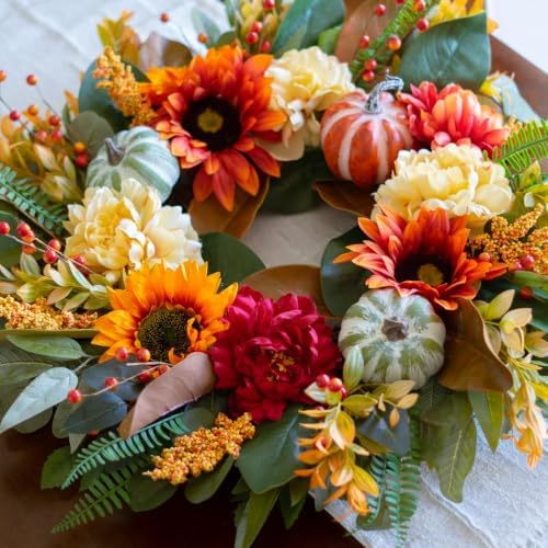 Harvest Fall Wreaths for Front Door Outside 24 Inch Autumn Magnolia Wreath