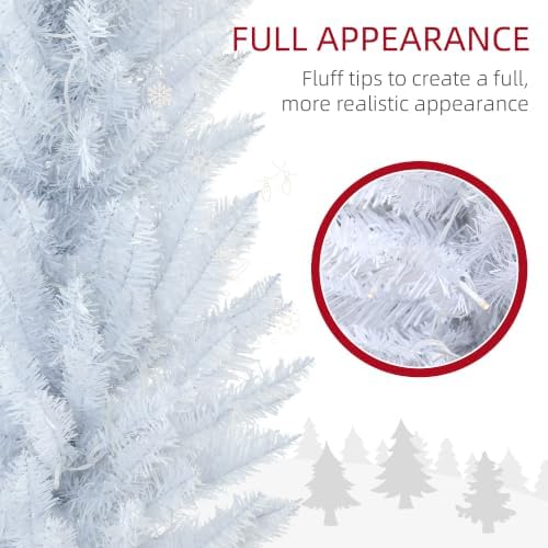 HOMCOM 7' Tall Pre-Lit Slim Noble Fir Artificial Pencil Christmas Tree