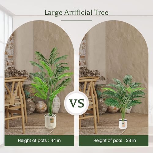 Der Rose 44" Tall Artificial Palm Tree Indoor in Ribbed Light Beige Pot