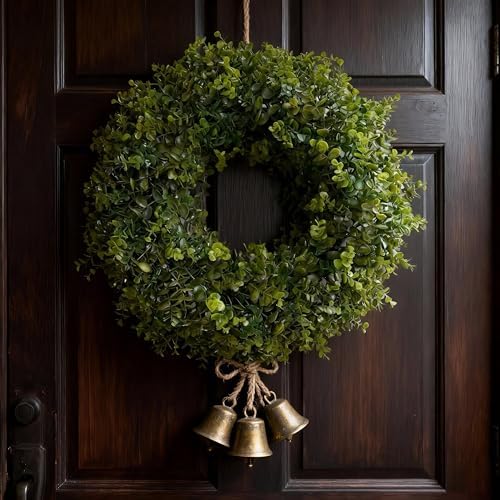 Hiptree 18 Inch Boxwood Wreath for Front Door,Greenery All Year Round