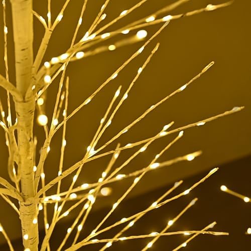 7FT Birch Tree with 736 LED Lights, Artificial Tree IP44 Waterproof Twinkle Light White Christmas Tree for Indoor Outdoor Festival Wedding Party Christmas Decorations (7FT/736LED)