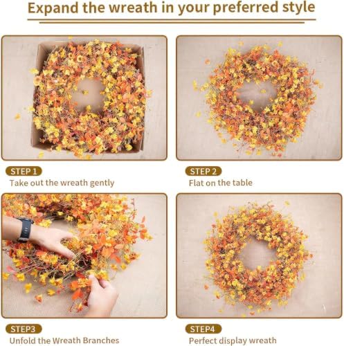 24 Inch Fall Wreaths for Front Door Boho Fall Wreath Rustic Autumn Wreath