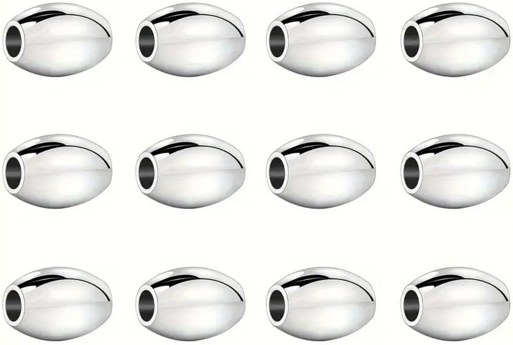 adabele real 925 sterling silver 8mm oval rice, side view