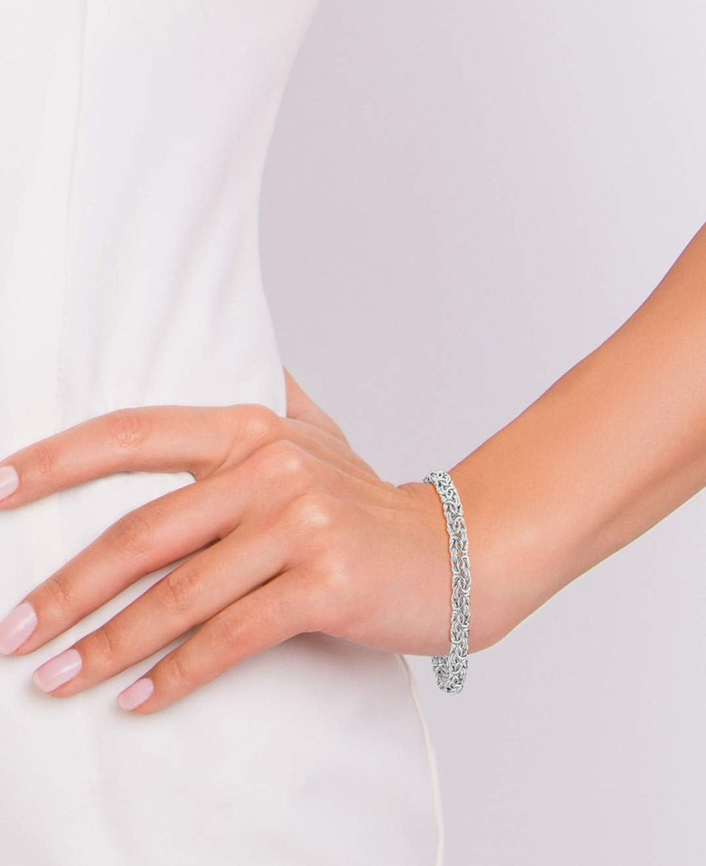 Miabella Italian 925 Sterling Silver Byzantine Bracelet for Women