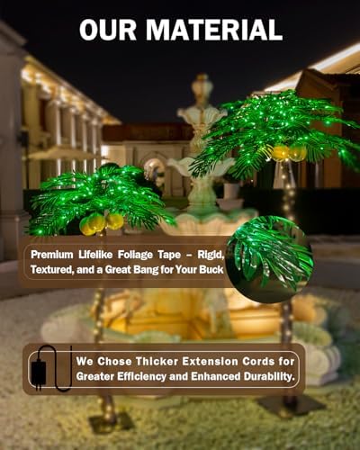 TYBEEU 5ft Lighted Palm Tree with 136 LED Lights & Glowing Coconuts