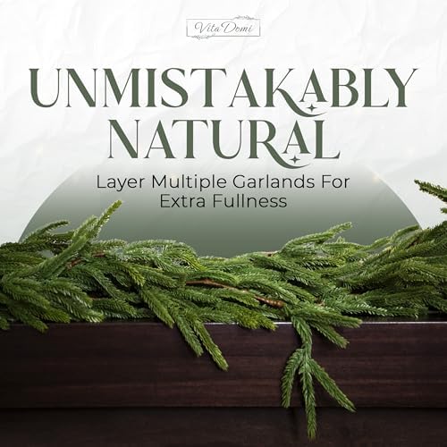 72" Real Touch Norfolk Pine Garland Realistic 6ft, Christmas Garland for Mantle, Stairs, Fireplace, Soft and Bendable Real Touch Garland Christmas Greenery, Evergreen Christmas Garlands