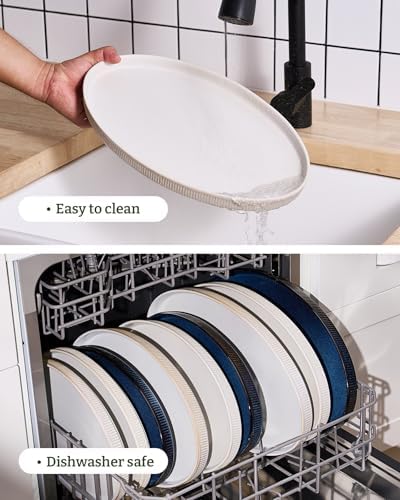 famiware Large Serving Platters Set of 3 Sizes - Oval, Matte White