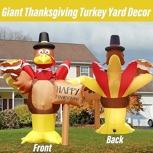 12FT Thanksgiving Inflatables, Super Huge Inflatable Turkey Outdoor Decor