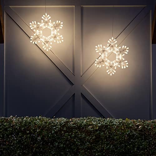 Kringle Traditions 20" Warm White LED Snowflake – Folding Lighted Snowflake Decoration for Outdoor Christmas Displays, Large Holiday Yard Decor, Steady Lights