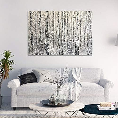 yihui arts modern birch tree canvas wall art, side view