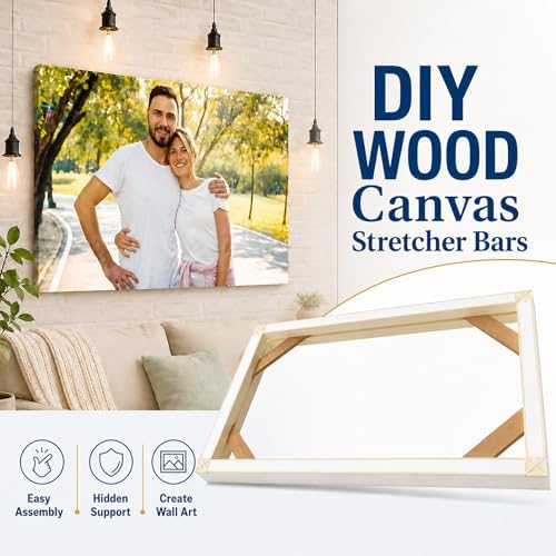 Texas Art DIY Wood Stretcher Bars for Canvas, Solid Wood Frame Kit, Easy to Assemble, Gallery Wrap for Oil Painting, Wall Posters, Customized Wooden Frame Kit for Diamond Painting, White, 28 x 40